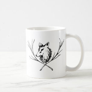 Caneca De Café Canino com Ramificações Pretas e Brancas