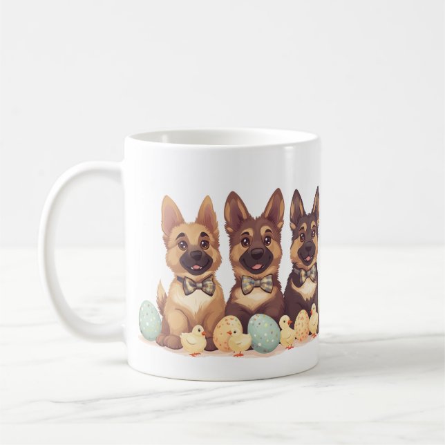 Caneca De Café Caninos do German shepherd da páscoa (Esquerda)