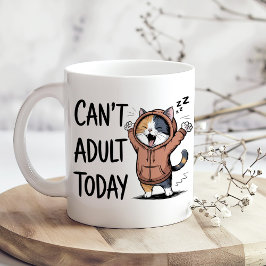Caneca De Café "Can't Adult Today" Funny Cat