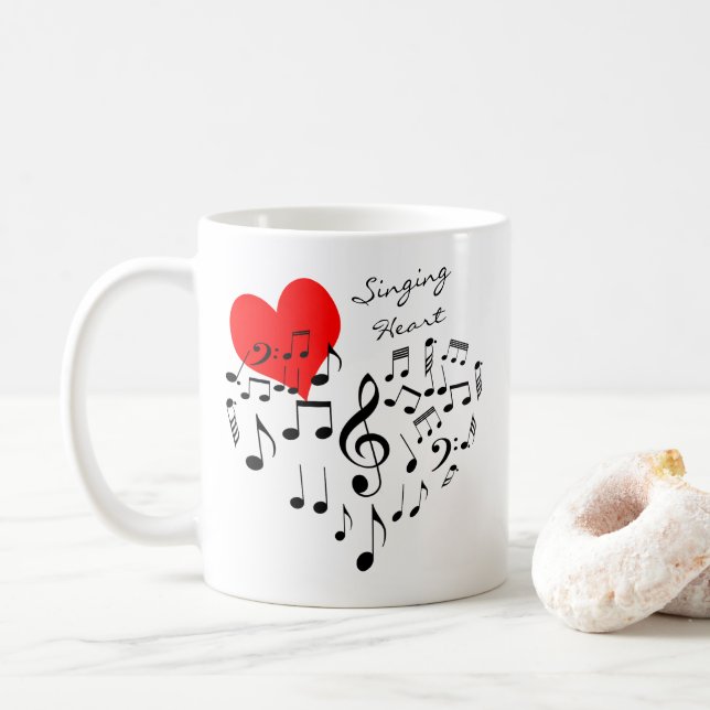 Caneca De Café Cantando Amor Coração Está No Ar Engraçado (Com Donut)