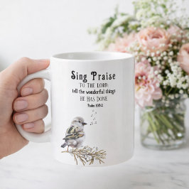 Caneca De Café Cante Louvores ao Senhor Salmo 105:2 Pássaro Escri