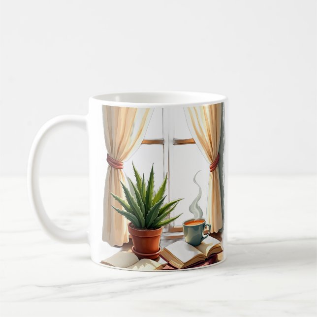 Caneca De Café Cantinho de Leitura de Mãe de Planta Suculenta e L (Esquerda)