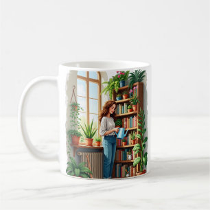 Caneca De Café Cantinho de leitura do livro de jardinagem da mamã