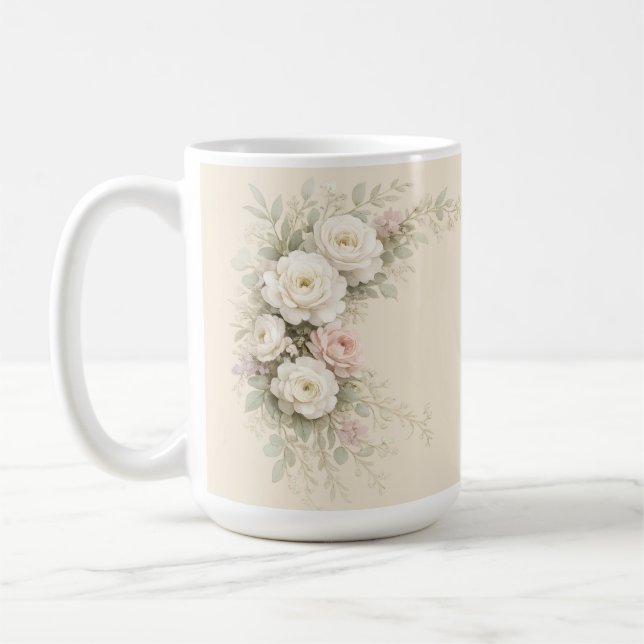 Caneca De Café Canto Botânico Romântico para um Buquê Elegante (Esquerda)