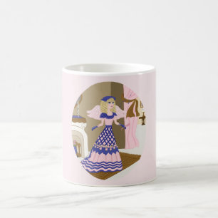 Caneca De Café Cantor de Azul Anjo Vitoriano e Rosa, por Lareira