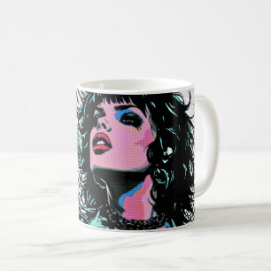 Caneca De Café Cantor de Pop Art Rosa Azul Claro Amantes da Músic