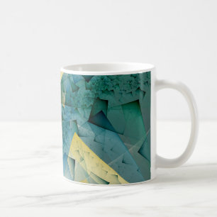 Caneca De Café Cantos verdes fractais geométricos