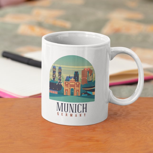 Caneca De Café Canvas Munique Alemanha (Munich Germany vintage travel mug)
