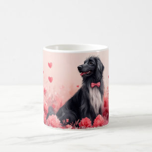 Caneca De Café Cão Afegão com Rosas - Dia dos Namorados