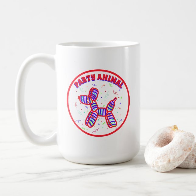 Caneca De Café Cão-Balão de Animais do Partido (Com Donut)