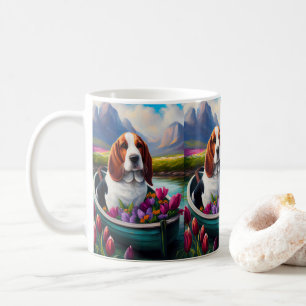 Caneca De Café Cão Basset Hound em uma Canoa: Uma Aventura Cênica