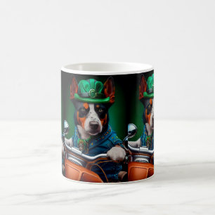 Caneca De Café Cão Blue Heeler Dirigindo Bicicleta Dia de São Pat