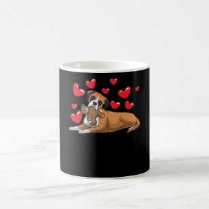 Caneca De Café Cão-boxer com animal recheado e corações