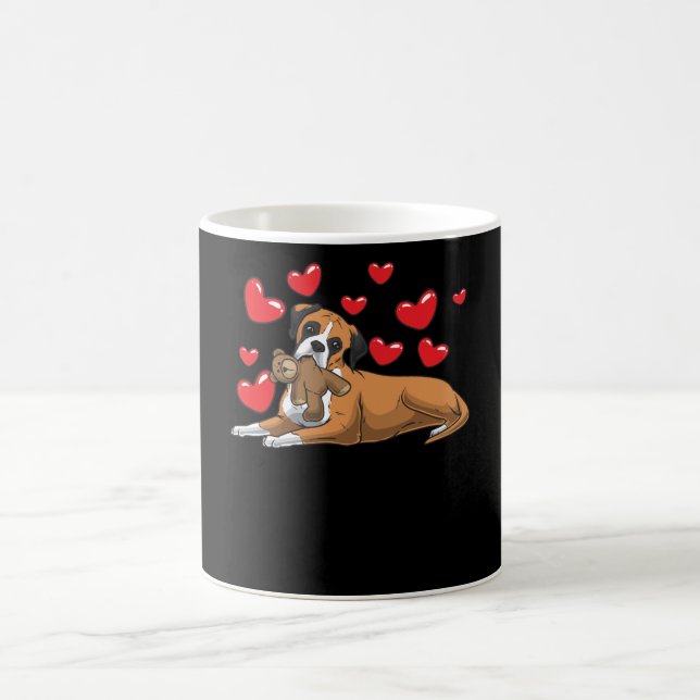 Caneca De Café Cão-boxer com animal recheado e corações (Centro)