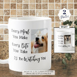 Caneca De Café Cão Cachorro Engraçado Dizendo 2 Fotos<br><div class="desc">Adicione uma ou duas fotos do seu cachorro ou cachorros a esta engraçada caneca de novidade com o ditado CADA REFEIÇÃO QUE FAZER, CADA MORTE QUE VOCÊ TOMAR, ESTAREI ASSISTINDO VOCÊ. Altere a cor do texto e/ou a cor do plano de fundo conforme desejado em EDIT. Faz um presente divertido...</div>