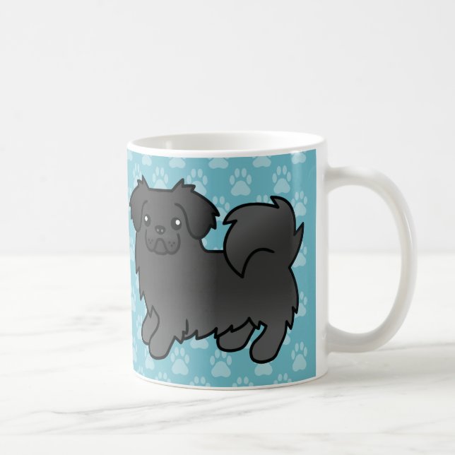 Caneca De Café Cão Cartoon Spaniel Tibetano Preto (Direita)