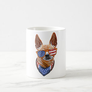 Caneca De Café Cão Chihuahua EUA Independência Americana 4 de Jul