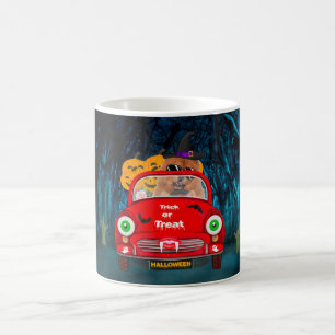 Caneca De Café Cão Chow Chow Dirigindo Carro Assustador Halloween