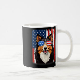 Caneca De Café Cão Collie Áspero Bandeira América EUA 4 De Julho