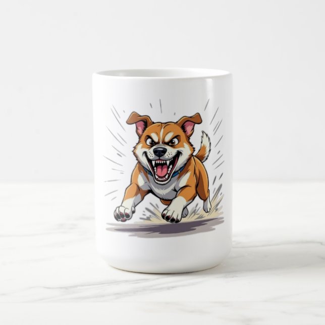 Caneca De Café Cão Correndo Feroz – Ilustração de Poder & Movimen (Centro)