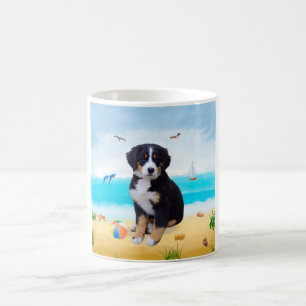 Caneca De Café Cão da Montanha Bernese na Praia