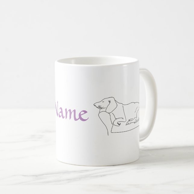 Caneca De Café Cão Dachshund Dormindo (Frente Esquerda)