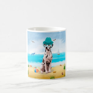 Caneca De Café Cão Dalmata na Praia