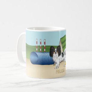Caneca De Café Cão de Agilidade Papillon Tricolor Com Seu Próprio