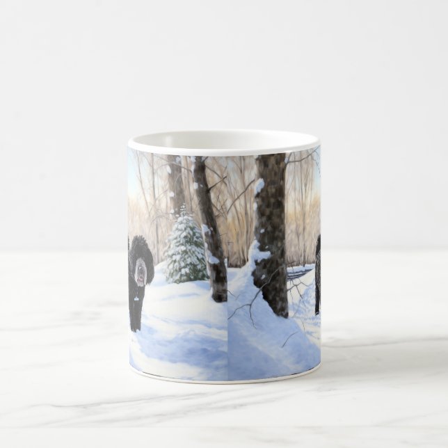 Caneca De Café Cão de Água Português Deixa-o nevar no Natal (Centro)