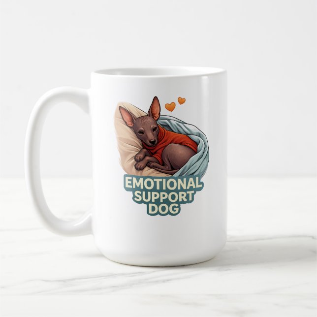 Caneca De Café Cão de Apoio Emocional Xoloitzcuintli (Esquerda)