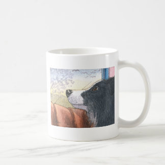 Caneca De Café Cão de border collie que espera no carro