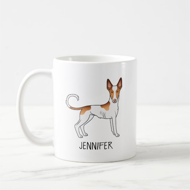 Caneca De Café Cão de Caça Ibicenco Branco e Vermelho de Pelo Lis (Esquerda)