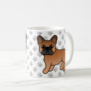 Caneca De Café Cão-de-Cartoon Vermelho Francês Bulldog