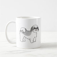 Cão de Cartoon White Shih Tzu, Cinza bonita e bran