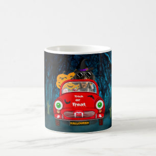 Caneca De Café Cão-de-Dachshund Dirigindo Carro Assustador Hallow