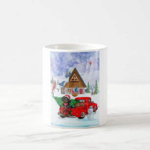 Caneca De Café Cão De Dachshund Na Neve Dos Caminhões De Parto De