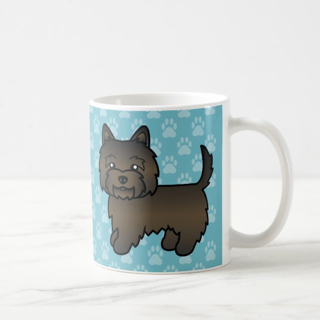 Caneca De Café Cão de desenho animado Dark Brindle Cairn Terrier (Direita)