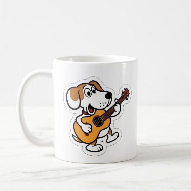 Caneca De Café cão de desenho tocando violão (Esquerda)
