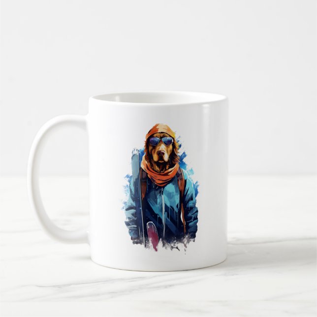 Caneca De Café Cão de Esqui em Óculos de Esqui  5 (Esquerda)