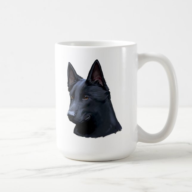 Caneca De Café Cão de german shepherd preto (Direita)