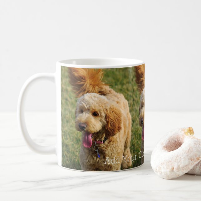 Caneca De Café Cão de Goldendoododle Personalizado (Com Donut)