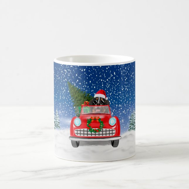 Caneca De Café Cão de Montanha Bernês Dirigindo Carro Na Neve Nat (Centro)