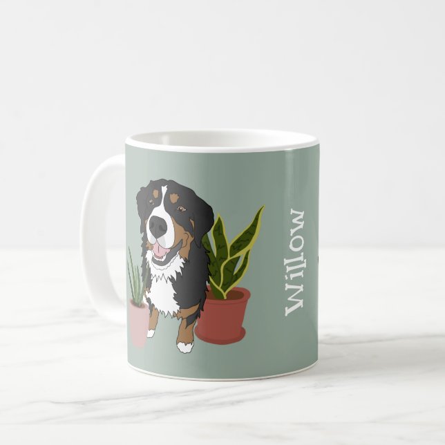 Caneca De Café Cão de Montanha Bernês Personalizado (Frente Esquerda)