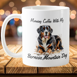 Caneca De Café Cão de Montanha Bernês Preto e Marrom PERSONALIZAR