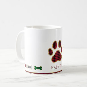 Caneca De Café Cão de Natal - Vaca Óssea Imprimir Xadrez de Buffa