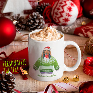 Caneca De Café Cão-de-Natal Vestindo o doce doce feio