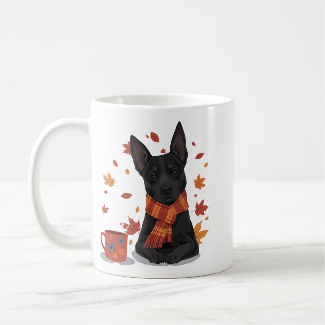 Caneca De Café Cão de Outono com Cachecol (Esquerda)