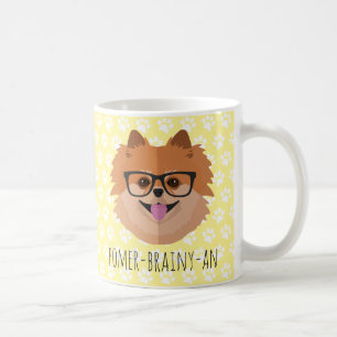 Caneca De Café Cão de Pomeranian em vidros do nerd
