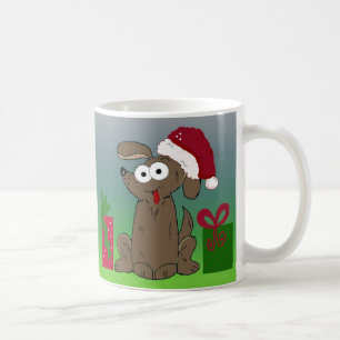 Caneca De Café Cão divertido do Natal dos desenhos animados