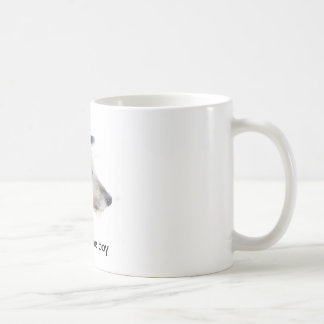 Caneca De Café Cão do Lurcher na neve, menino considerável